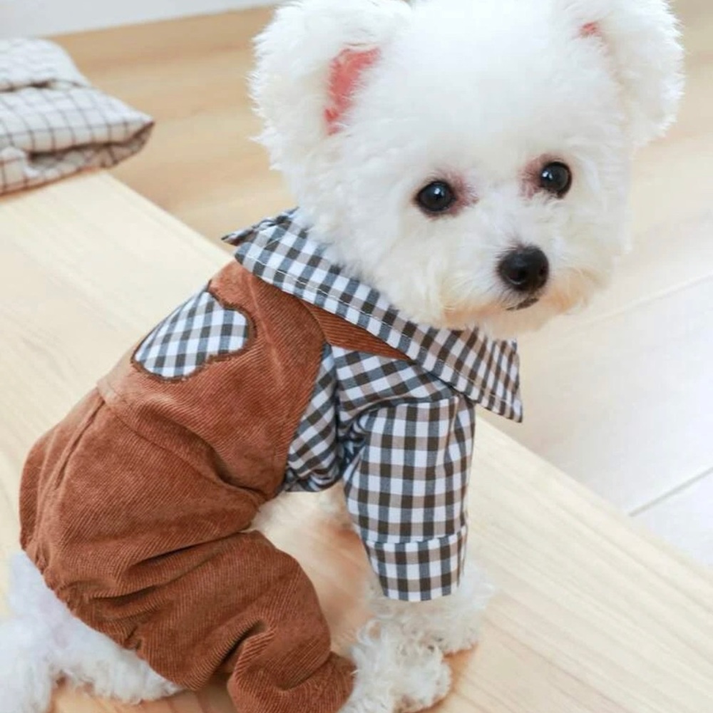 Plaid Pattern Pet Jumpsuit